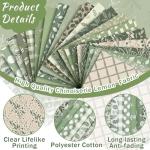 HunnmingRe 20 Pcs 10''x10'' Sage Green Quilting Fabric Square Greenery Precuts Quilted Fabric Bundle Gingham Polka Dot Spring Leaves Printed Sewing Material for Holiday Patchwork DIY Craft Supplies
