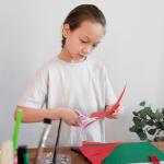 Ouligay 4Pcs Small Sewing Scissors Set - Stainless Steel Detail Craft Scissors with Cap for Paper Cutting, Sewing, Crafting, Quilting