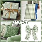 HunnmingRe 20 Pcs 10''x10'' Sage Green Quilting Fabric Square Greenery Precuts Quilted Fabric Bundle Gingham Polka Dot Spring Leaves Printed Sewing Material for Holiday Patchwork DIY Craft Supplies