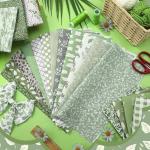 HunnmingRe 20 Pcs 10''x10'' Sage Green Quilting Fabric Square Greenery Precuts Quilted Fabric Bundle Gingham Polka Dot Spring Leaves Printed Sewing Material for Holiday Patchwork DIY Craft Supplies