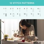 Best Choice Products Compact Sewing Machine, 42-Piece Beginners Kit, Multifunctional Portable 6V Beginner Sewing Machine w/ 12 Stitch Patterns, Light, Foot Pedal, Storage Drawer - Teal/White