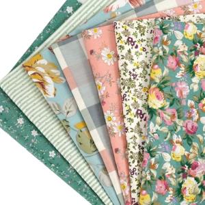 Mililanyo 7 Pieces Cotton Fabric 18 x 22 Inches Precut Patchwork Fabric Set Fat Quarter Bundles for Sewing Quilting Crafting (Peony Lily)