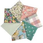 Mililanyo 7 Pieces Cotton Fabric 18 x 22 Inches Precut Patchwork Fabric Set Fat Quarter Bundles for Sewing Quilting Crafting (Peony Lily)