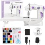 Magicfly Mini Sewing Machine with Extension Table, Dual Speed Portable Sewing Machine for Beginners with Light, Sewing Kit for Household Use, White