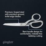 Gingher 8" Dressmaker's Fabric Scissors, Stainless Steel Shears, Sharp Knife Edge Steel Sewing Shears with Protective Sheath for Fabric Cutting and Tailoring, Chrome Plated Nickel Finish