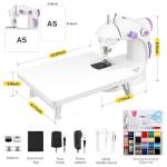 Magicfly Mini Sewing Machine with Extension Table, Dual Speed Portable Sewing Machine for Beginners with Light, Sewing Kit for Household Use, White