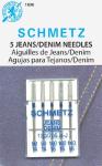 SCHMETZ Jean & Denim Sewing Machine Needles - Precision Needles for Heavy Fabric, Assorted Sizes, 5-Needle Cards, Pack of 1