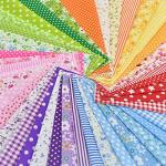 9.8X 9.8 42Pcs Cotton Print Fabric Bundle Squares Pre-Cut Multicolor Design Printed Quilting Sewing Floral for Quilting Patchwork DIY Craft Scrapbooking Cloth (Red/Yellow/Green/Blue/Pink/Purple)