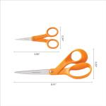 Fiskars Original Orange Handled Scissors 2-Piece Set, 5" Micro Tip and 8" Stainless Steel Scissors, Paper and Fabric Supplies for Office and Arts and Crafts Set, Orange