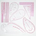 Fashion Clear Metric Sewing Ruler Set,French Curve Pattern Rulers for Beginners, Tailors, Designers, Quilting, Embroidery, Cross Stitch, Crochet, Knitting 9pcs