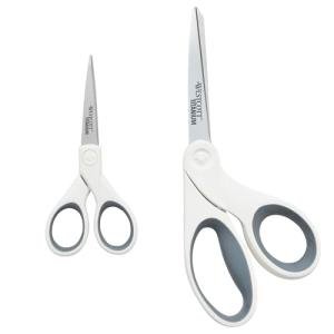 Westcott 5-Inch Micro-Tip & 8-Inch Bent Craft Fabric Scissors - Titanium Bonded Blades for Heavy Fabric and Precise Snips, 2 Pack