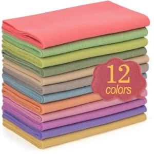 XSEINO 12 Rolls 8"x35" 1.4mm Thick Soft Felt Fabric Sheet 12 Assorted Morandi Series Colors Felt Pack for DIY Craft Sewing Squares Nonwoven Patchwork