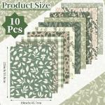 Hahafelt 10 Pcs Sage Green Floral Quilting Fabric 18 x 22 Inch Spring Leaves Fabric Jelly Sage Green Flower Precut Quilting Strips for Spring Summer Craft Sewing DIY