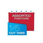 Pendaflex Hanging File Folders, Letter Size, Assorted Colors, 1/5-Cut Adjustable Tabs, 25 Per Box (81663)