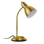LEPOWER Metal Desk Lamp, Adjustable Goose Neck Table Lamp, Eye-Caring Study Desk Lamps for Bedroom, Study Room and Office (Gold)