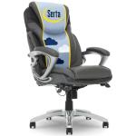 Serta Bryce Executive Office Chair, Ergonomic Computer DeskChairs with Patented AIR Lumbar Support, Comfy Body Pillows, Height Adjustable, Swivel Base with Wheels, Bonded Leather, Gray
