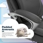 Serta Bryce Executive Office Chair, Ergonomic Computer DeskChairs with Patented AIR Lumbar Support, Comfy Body Pillows, Height Adjustable, Swivel Base with Wheels, Bonded Leather, Gray