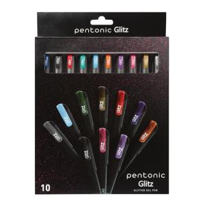 Pentonic Glitter Gel Pens, 10 Count, 10 Assorted Colors, 1.0 mm Bold Point, Smooth Writing For Journaling, Notetaking & Art Projects (1002365)