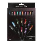 Pentonic Glitter Gel Pens, 10 Count, 10 Assorted Colors, 1.0 mm Bold Point, Smooth Writing For Journaling, Notetaking & Art Projects (1002365)