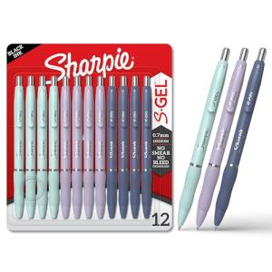 Sharpie S-Gel, Gel Pens, Medium Point (0.7mm), Assorted Fashion Barrels, Black Ink, 12 Count - Office, Teacher, School Supplies