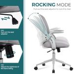 Smug Home Office Chair Ergonomic Desk Chair Mesh Computer Chair Modern Height Adjustable Swivel Chair with Lumbar Support/Flip-up Arms, Grey
