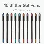 Pentonic Glitter Gel Pens, 10 Count, 10 Assorted Colors, 1.0 mm Bold Point, Smooth Writing For Journaling, Notetaking & Art Projects (1002365)