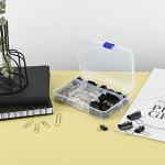 Assorted Size Binder Clips & Jumbo Paper Clips Set - 340pcs Black, Large for Office & School Supplies, in Container with Compartments