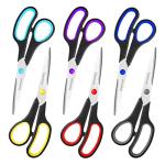 Scissors Set of 6-Pack, 8" Scissors All Purpose Comfort-Grip Handles, Sharp Scissor for Office Home School Craft Sewing Fabric Supplies, High/Middle School Student Teacher, Right/Left Hand