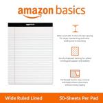 Amazon Basics Wide Ruled Lined Writing Note Pads, 8.5 inch x 11.75 inch, White, 12 Count (12 Pack of 50)