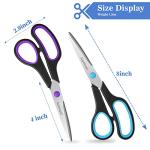 Scissors Set of 6-Pack, 8" Scissors All Purpose Comfort-Grip Handles, Sharp Scissor for Office Home School Craft Sewing Fabric Supplies, High/Middle School Student Teacher, Right/Left Hand