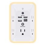 Outlet Extender with Night Light, HANYCONY Multi Plug Outlet, USB Wall Charger Surge Protector 4 USB Ports(1 USB C), Power Strip Electrical Outlet Splitter Expander for Home Office Dorm Room, ETL