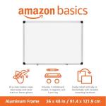 Amazon Basics Magnetic Whiteboard/Dry Erase Board, 36 x 48-inch, Aluminum Frame, Silver/White