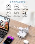Flat Plug Extension Cord, HANYCONY 5ft Power Strip with 4 USB Ports(2 USB C), 4 Widely Outlets Extender, Wall Mount, Desk Charging Station for Office School Travel Dorm Room Essentials, ETL Listed