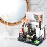 BCCICE Desk Organizers Caddy and Accessories with 7 Compartments + Pen Holder / 72 Clips Set, Drawer, Black Mesh Office Supplies Desktop Organizer for Home, Office Ect