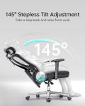 Hbada P3 Ergonnomic Office Chair with 2D Adjustable Lumbar Support, Office Chair with Adjustable Headrest and Armrest, 145° Stepless Tilt Function, Black(No Footrest)
