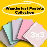 Post-it 100% Recycled Paper Super Sticky Notes, 3 in. x 3 in., 5 Pads, 70 Sheets per Pad, Wanderlust Pastels, New Year Organization or Second Semester School Supplies