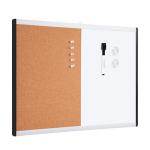 Amazon Basics Rectangular Magnetic Whiteboard & Cork Board Combo for Home, Office and Classroom, Plastic/Aluminum Frame, White,Yellow, 17" x 23"