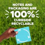 Post-it 100% Recycled Paper Super Sticky Notes, 3 in. x 3 in., 5 Pads, 70 Sheets per Pad, Wanderlust Pastels, New Year Organization or Second Semester School Supplies