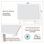 DUMOS Small Standing Desk Mobile Portable Rolling Laptop PC Table on Wheels Adjustable Height Computer Workstation for Home Office, 19 Inch, Modern White