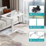 DUMOS Small Standing Desk Mobile Portable Rolling Laptop PC Table on Wheels Adjustable Height Computer Workstation for Home Office, 19 Inch, Modern White