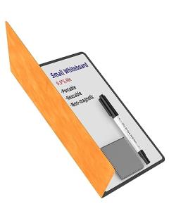 Mehaving Portable Small White Board Dry Erase Board, Reusable 9.5 * 6.6in Notebook Memo, Office Home Supplies Desk Accessories MH760 (Orange)