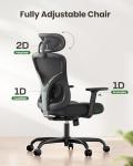 Marsail Ergonomic Office Chair Ergonomic Gaming Chair with Lumbar Support, 2D Headrest, Adjustable Armrests, Contoured Seat Cushion, Computer Desk Chair with Wheels for Home and Office