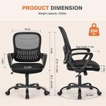 Sweetcrispy Home Office Managerial Executive Chair with Ergonomic Design, Mid-Back Mesh Swivel, Comfortable Lumbar Support, Comfy Arms for Bedroom,Study,Student, Black