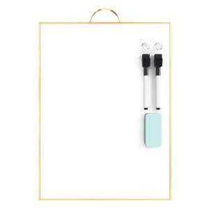 TSJ OFFICE Small White Board - 16" X 12" Portable Gold Aluminum Framed Whiteboard, Magnetic Dry Erase Board with a Handle, to Do List Notepad for Office, Home, School