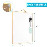 TSJ OFFICE Small White Board - 16" X 12" Portable Gold Aluminum Framed Whiteboard, Magnetic Dry Erase Board with a Handle, to Do List Notepad for Office, Home, School