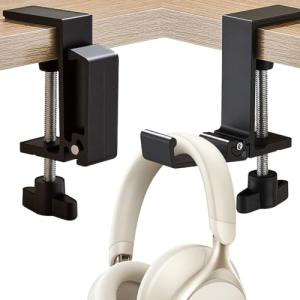 JAKO Headphone Stand for Desk, Aluminum Alloy Foldable Headphone Holder - Headset Stand Hook Mount, PC Gaming Headset Holder Under Desk Clamp for Office, Computer, Student Class Table, Handmade Table