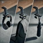 JAKO Headphone Stand for Desk, Aluminum Alloy Foldable Headphone Holder - Headset Stand Hook Mount, PC Gaming Headset Holder Under Desk Clamp for Office, Computer, Student Class Table, Handmade Table