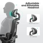 Sweetcrispy Office Chair Ergonomic Desk Chair, 300 LBS Home Mesh Office Desk Chairs with Wheels, 2D Headrest, Up&Down Lumbar Support, Swivel High Back Computer Chair with Flip-up Armrests,Dark Black