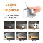 AXX Rechargeable Small Desk Lamp for Home Office Bedroom, Study Table Light for Kids Teens, White, LED, Pen Holder, Mini, Gooseneck, College Dorm Room Lighting for Computer Keyboard Desktop Task