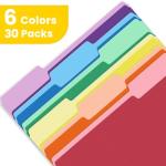 SUNEE File Folders, 30 Pack Manilla Folders 8.5 x 11, Colored File Folders Home Office School Supplies for Documents Files Paper, 6 Assorted Colors